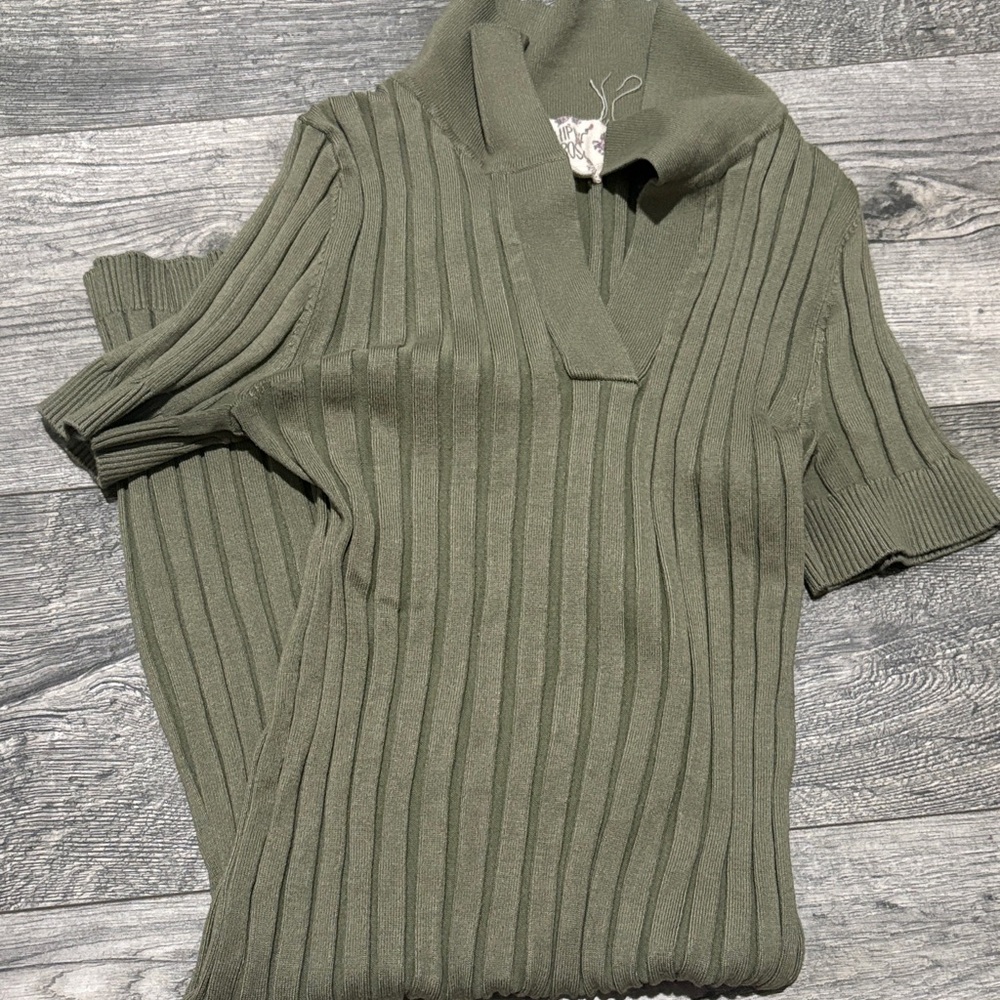 Ribbed Olive Green Sweater Dress
